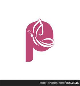 Butterfly letter P vector logo design. Beauty salon vector logo creative illustration.
