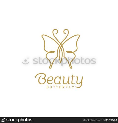 Butterfly Logo, Beauty Luxury Elegant with simple line art, monoline, outline style