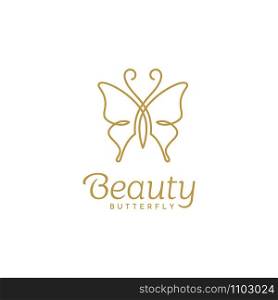 Butterfly Logo, Beauty Luxury Elegant with simple line art, monoline, outline style