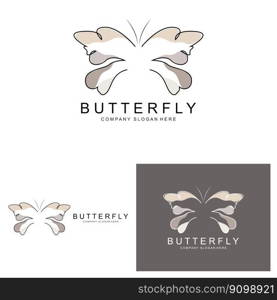 Butterfly Logo Design, Beautiful Flying Animal, Company Brand Icon Illustration, Screen Printing, Salon