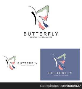 Butterfly Logo Design, Beautiful Flying Animal, Company Brand Icon Illustration, Screen Printing, Salon