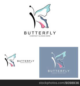 Butterfly Logo Design, Beautiful Flying Animal, Company Brand Icon Illustration, Screen Printing, Salon