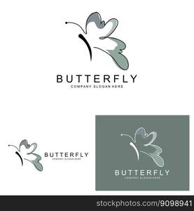 Butterfly Logo Design, Beautiful Flying Animal, Company Brand Icon Illustration, Screen Printing, Salon