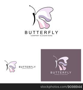 Butterfly Logo Design, Beautiful Flying Animal, Company Brand Icon Illustration, Screen Printing, Salon