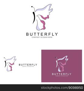 Butterfly Logo Design, Beautiful Flying Animal, Company Brand Icon Illustration, Screen Printing, Salon