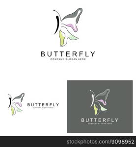 Butterfly Logo Design, Beautiful Flying Animal, Company Brand Icon Illustration, Screen Printing, Salon