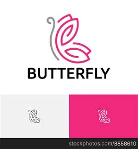 Butterfly Nature Fly Animal Simple Monoline Logo