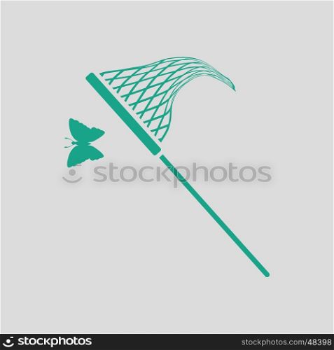 Butterfly net icon. Gray background with green. Vector illustration.