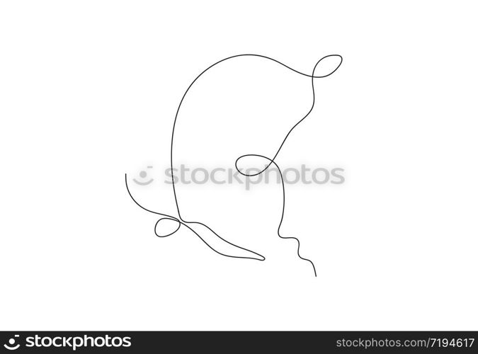 Butterfly one continuous line drawing element isolated on white background for logo or decorative element. one line art