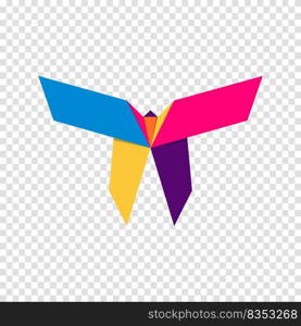 Butterfly origami. Abstract colorful vibrant butterfly logo design. Animal origami. Vector illustration