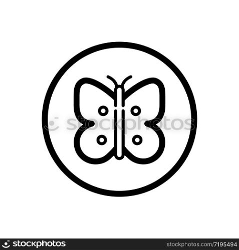 Butterfly. Outline icon in a circle. Isolated animal vector illustration