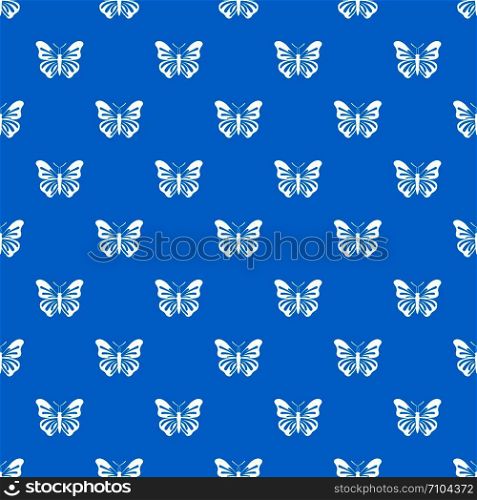 Butterfly pattern repeat seamless in blue color for any design. Vector geometric illustration. Butterfly pattern seamless blue