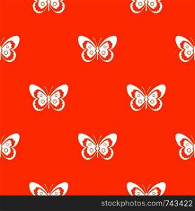 Butterfly pattern repeat seamless in orange color for any design. Vector geometric illustration. Butterfly pattern seamless