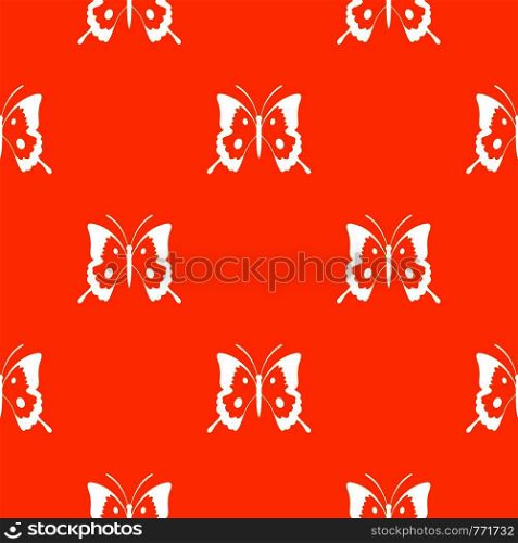 Butterfly pattern repeat seamless in orange color for any design. Vector geometric illustration. Butterfly pattern seamless