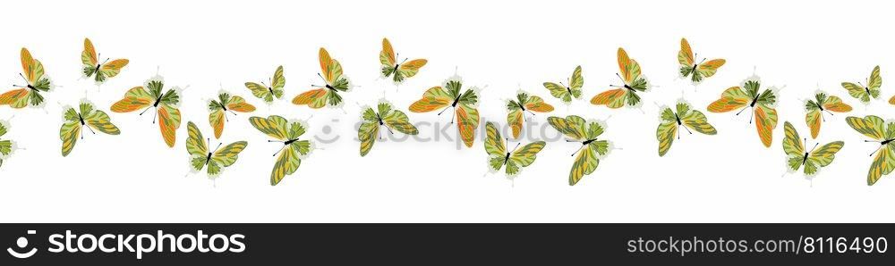 Butterfly seamless pattern, banner, border background