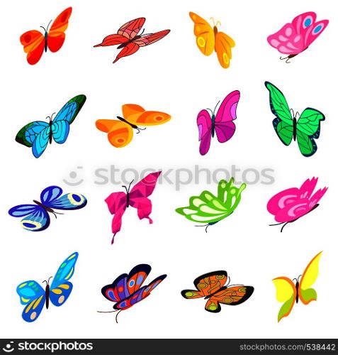 Butterfly set icons in isometric 3d style isolated on white background. Butterfly set icons
