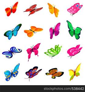 Butterfly set icons in isometric 3d style isolated on white background. Butterfly set icons
