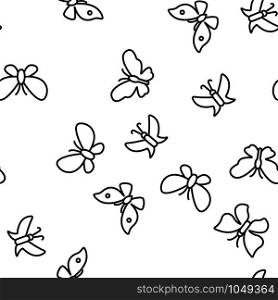 Butterfly Vector Seamless Pattern Thin Line Illustration. Butterfly Vector Seamless Pattern