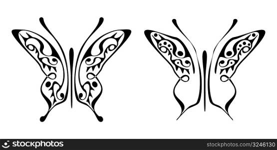 Butterfly vector tattoo - design element. Decoration, illustration.