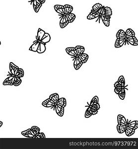 butterfly white nature vector seamless pattern thin line illustration. butterfly white nature vector seamless pattern