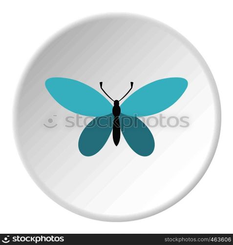 Butterfly with antennae icon in flat circle isolated vector illustration for web. Butterfly with antennae icon circle