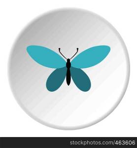 Butterfly with antennae icon in flat circle isolated vector illustration for web. Butterfly with antennae icon circle