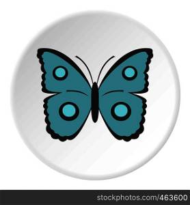Butterfly with circles on wings icon in flat circle isolated vector illustration for web. Butterfly with circles on wings icon circle