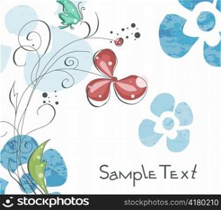 butterfly with floral vector illustration