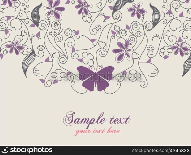 butterfly with floral vector illustration