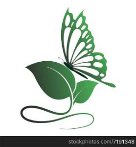 butterfly with leaves design for logo, icon about nature, ecology concepts