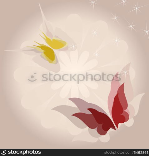 butterfly7. Two butterflies on a grey background. A vector illustration