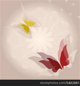 butterfly7. Two butterflies on a grey background. A vector illustration