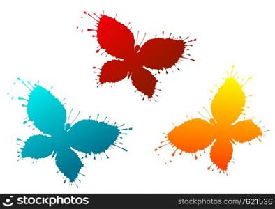 Butterflyes as a colorful blots isolated on white background