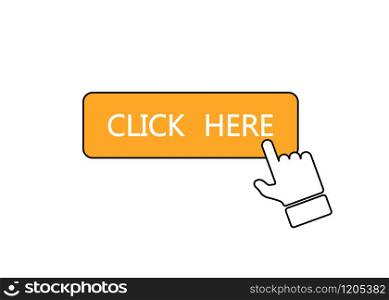 button click here in flat style, vector illustration. button click here in flat style, vector