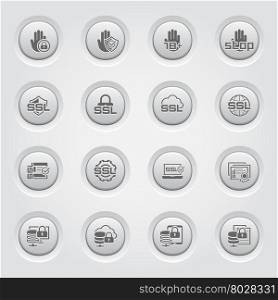 Button Design Security and Protection Icons Set.. Button Design Security and Protection Icons Set