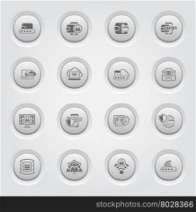 Button Design Security and Protection Icons Set.. Button Design Security and Protection Icons Set