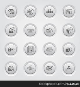 Button Design Security and Protection Icons Set.. Button Design Security and Protection Icons Set. App Symbol or UI element.