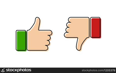 button like and dislike color icon in flat style, vector illustration. button like and dislike color icon in flat style, vector