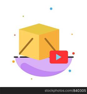 Button, Media, Play, Box Abstract Flat Color Icon Template