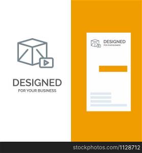 Button, Media, Play, Box Grey Logo Design and Business Card Template