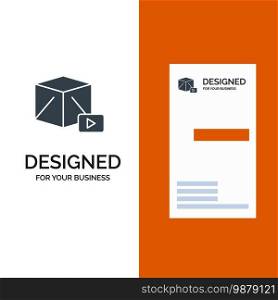 Button, Media, Play, Box Grey Logo Design and Business Card Template