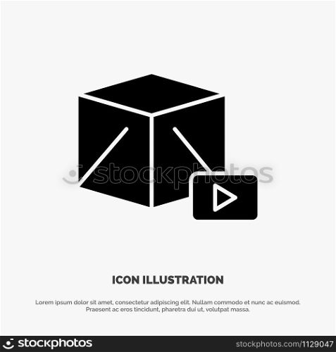 Button, Media, Play, Box solid Glyph Icon vector