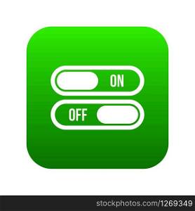 Button on and off icon digital green for any design isolated on white vector illustration. Button on and off icon digital green