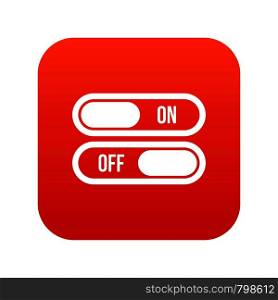Button on and off icon digital red for any design isolated on white vector illustration. Button on and off icon digital red