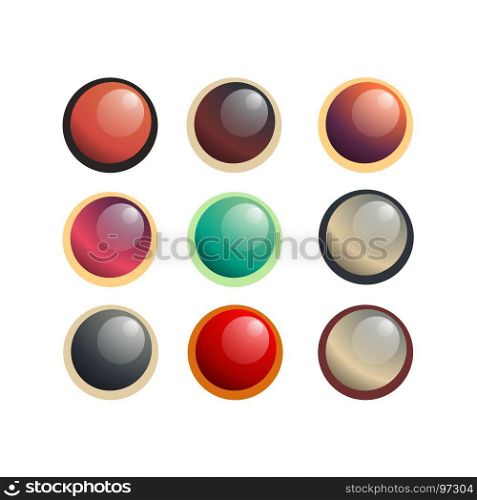 Button round circle icon vector label set, web symbol design isolated illustration