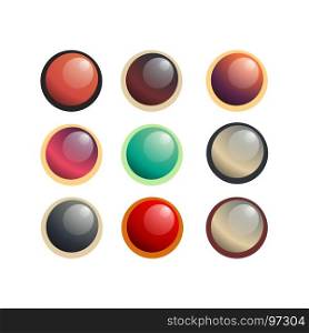 Button round circle icon vector label set, web symbol design isolated illustration