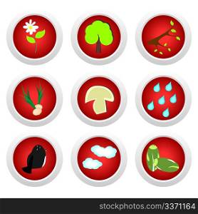 Button set red of ecology - vector