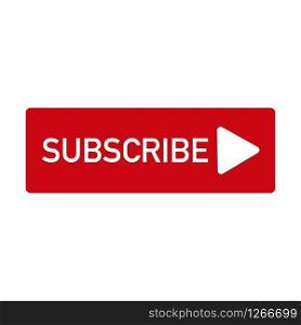 Button with subscribe video channel. Vector icon illustration