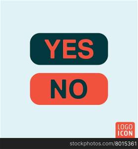 Button yes no. Yes or No icon. Yes or No logo. Yes or No symbol. Yes or No button icon isolated minimal design. Vector illustration.