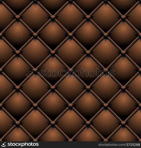 Buttoned brown leather vector texture.